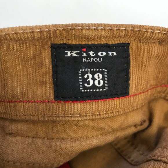 Kiton Slim Fit Corduroy Trouser Pants Mens 38 Brown Tan Straight Leg Button Fly - Picture 8 of 14